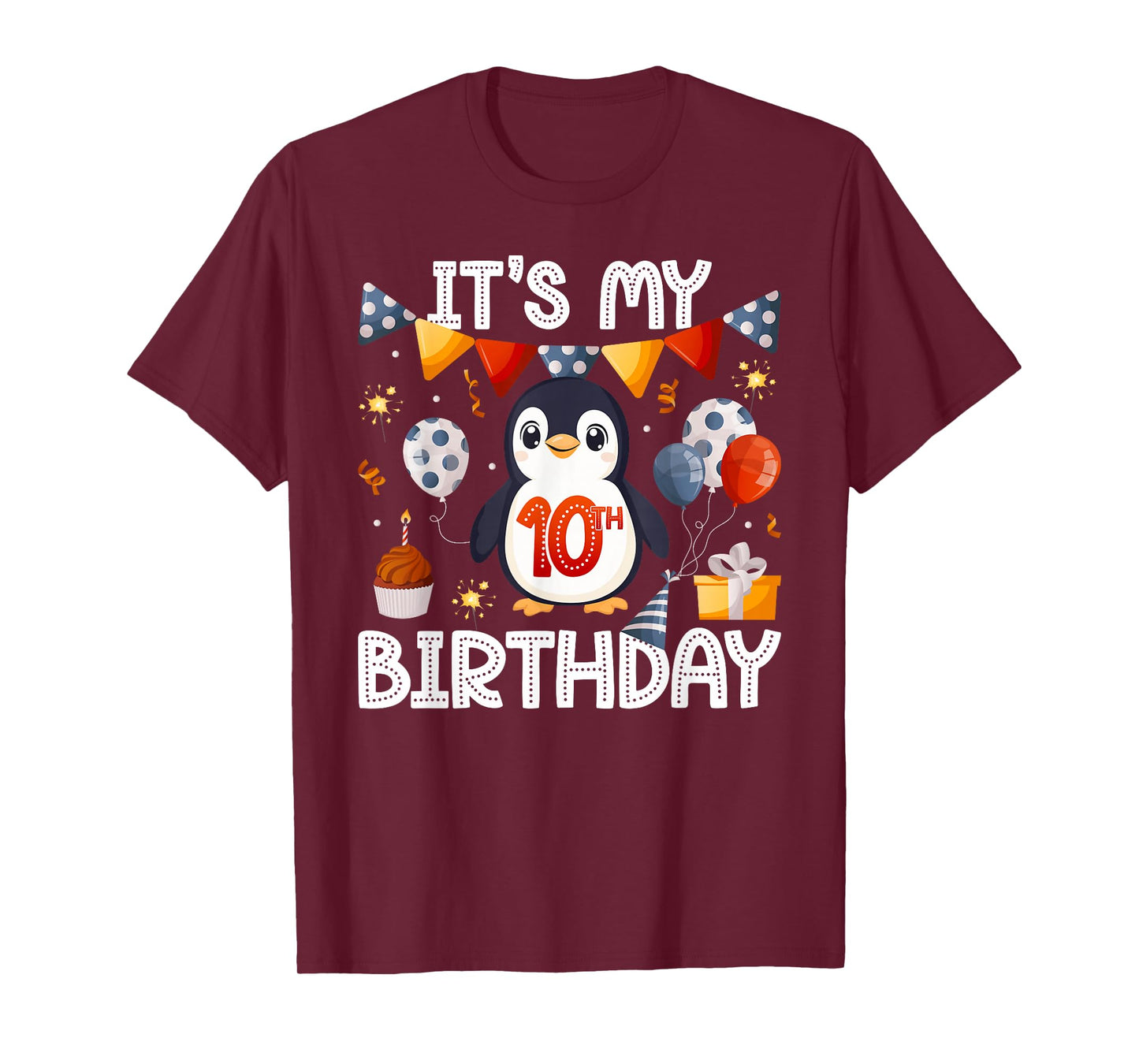 10th Penguin Birthday Party Ten Year Old Penguins T-Shirt