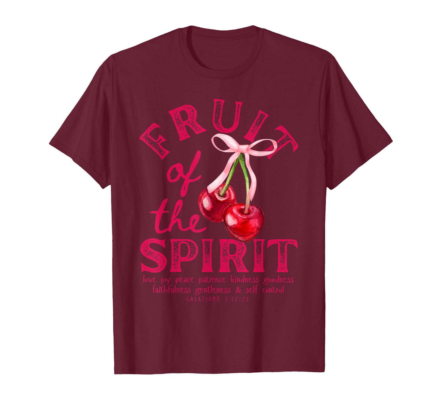 Fruit Of The Spirit Christian Coquette Pink Bow Cherries T-Shirt