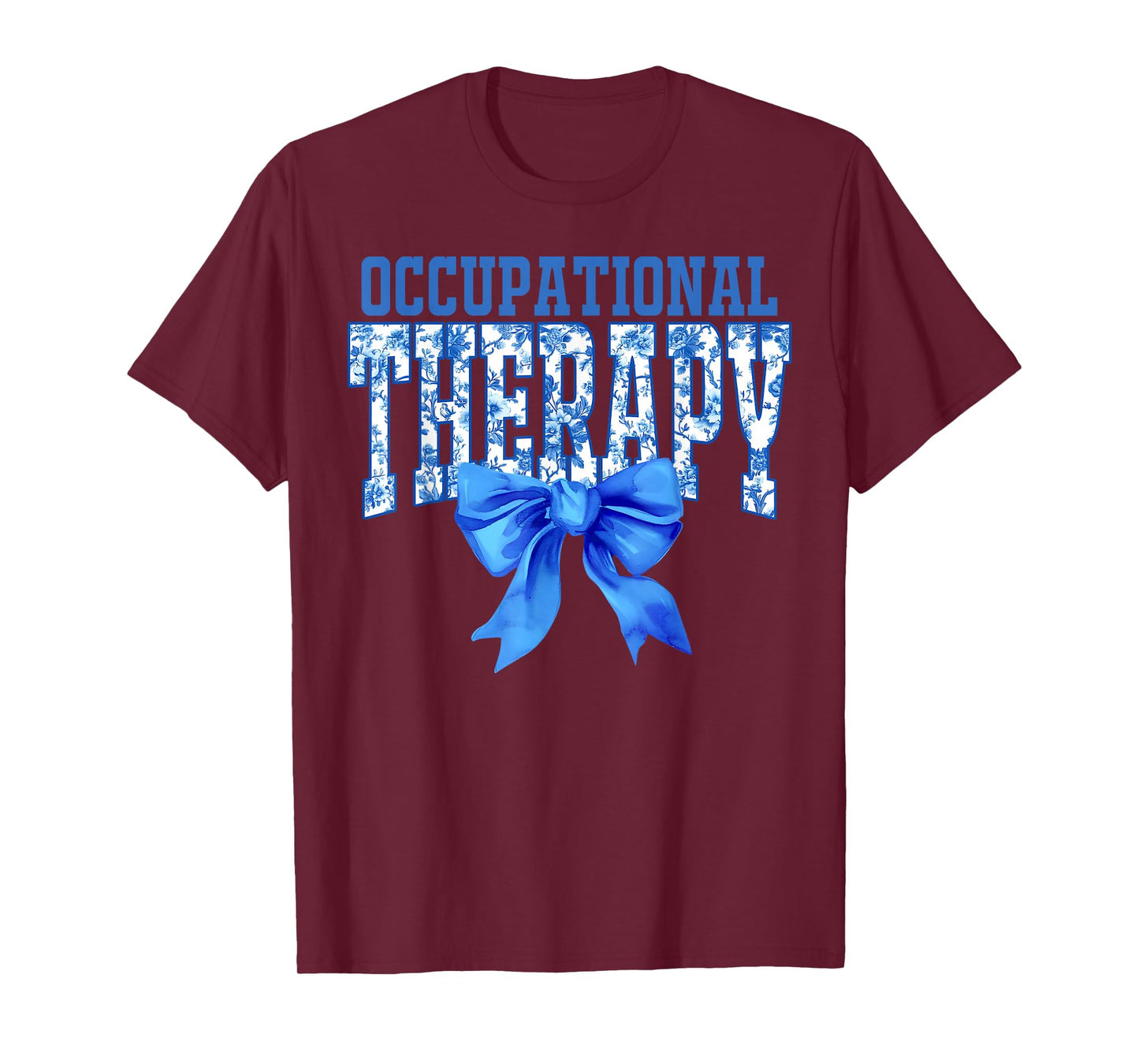Occupational Therapy Coquette Toile Blue Floral OT Therapist T-Shirt
