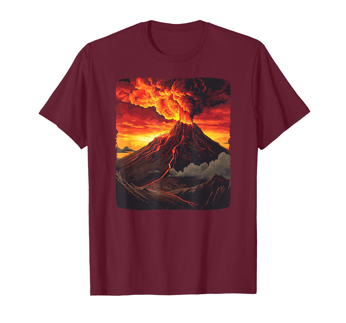Cool lava volcano flow with fire and flames T-Shirt