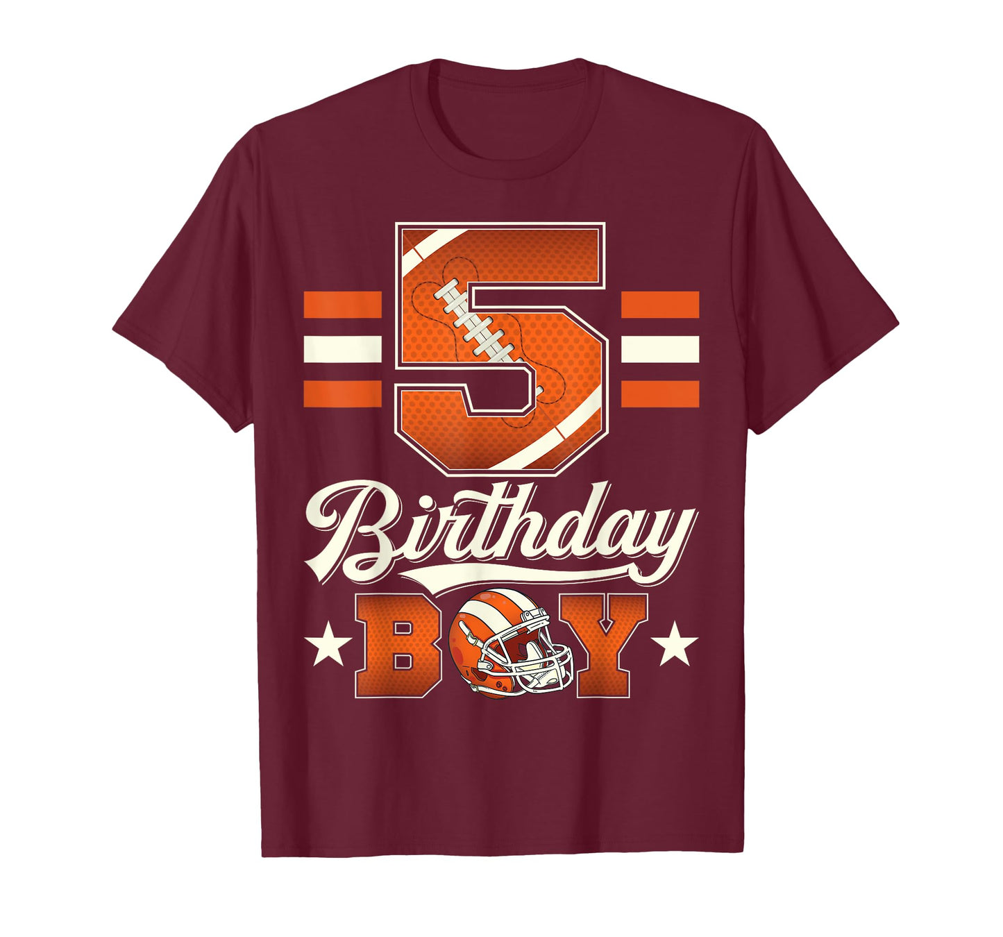 Five 5th Birthday Boy Football 5 Year Old Sports Party T-Shirt