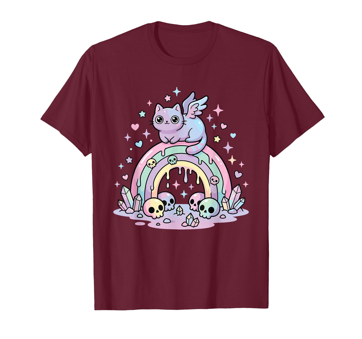 Rainbow Skulls Cute Cat T-Shirt