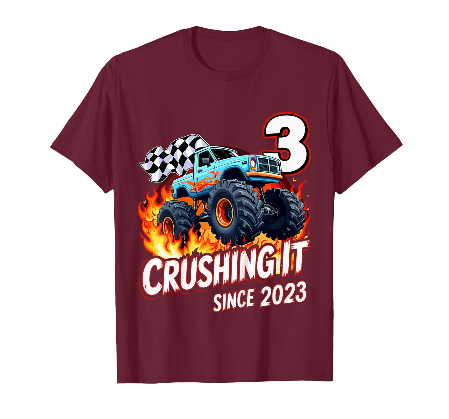 Kids 3rd Birthday Monster Truck 3 Year Old Boys Born 2023 T-Shirt