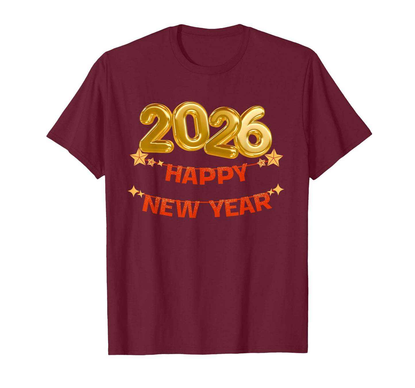 2026 Happy New Year Gold Balloon Sparkle Design T-Shirt