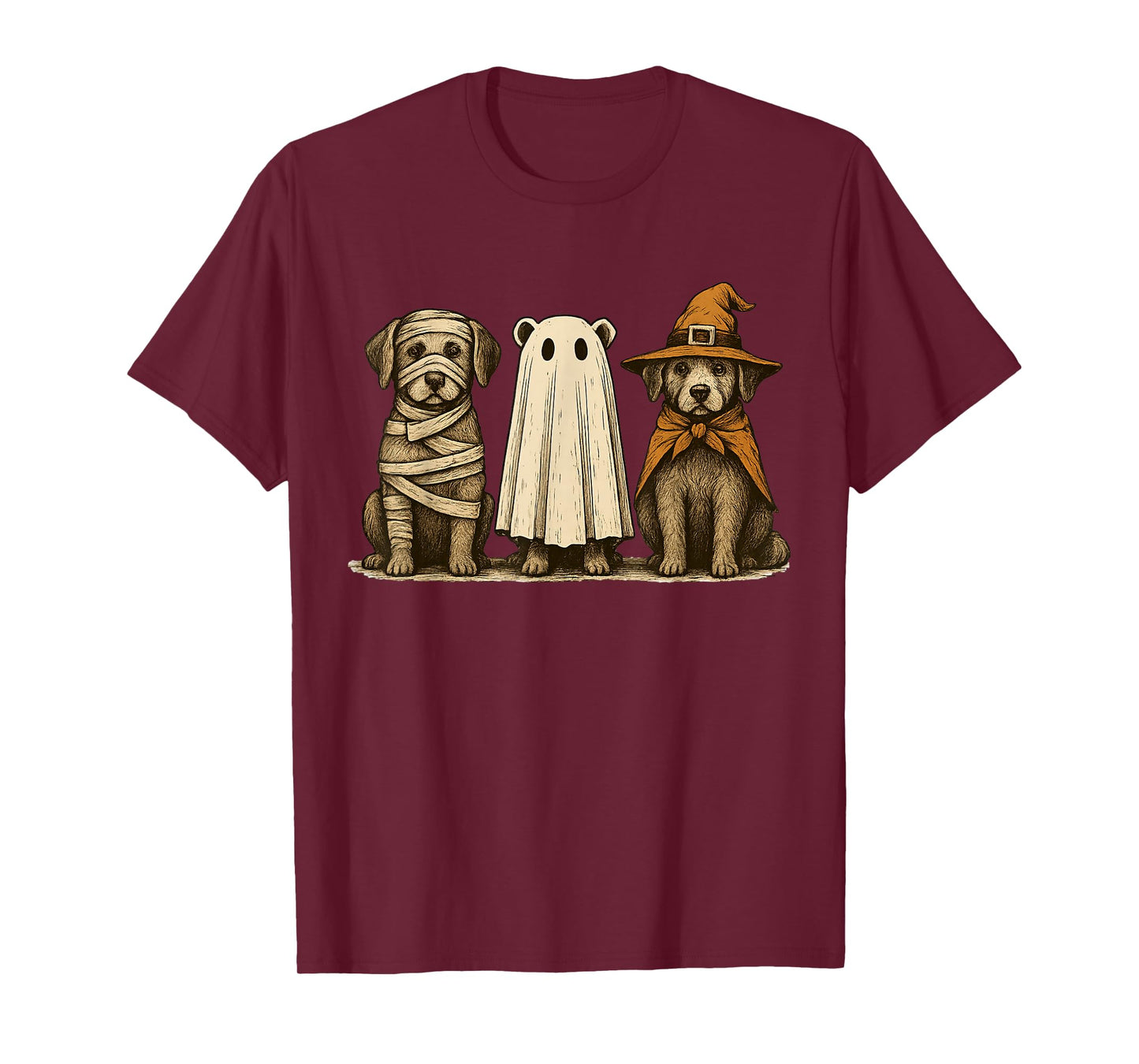 Cute Halloween Dogs Ghost Witch Mummy Funny Costume T-Shirt