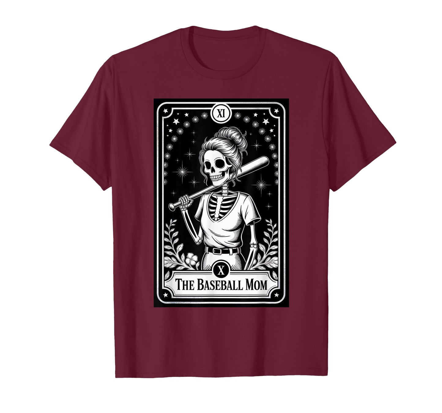 Funny Baseball Halloween Tarot Card Baseball Skeleton Mom T-Shirt
