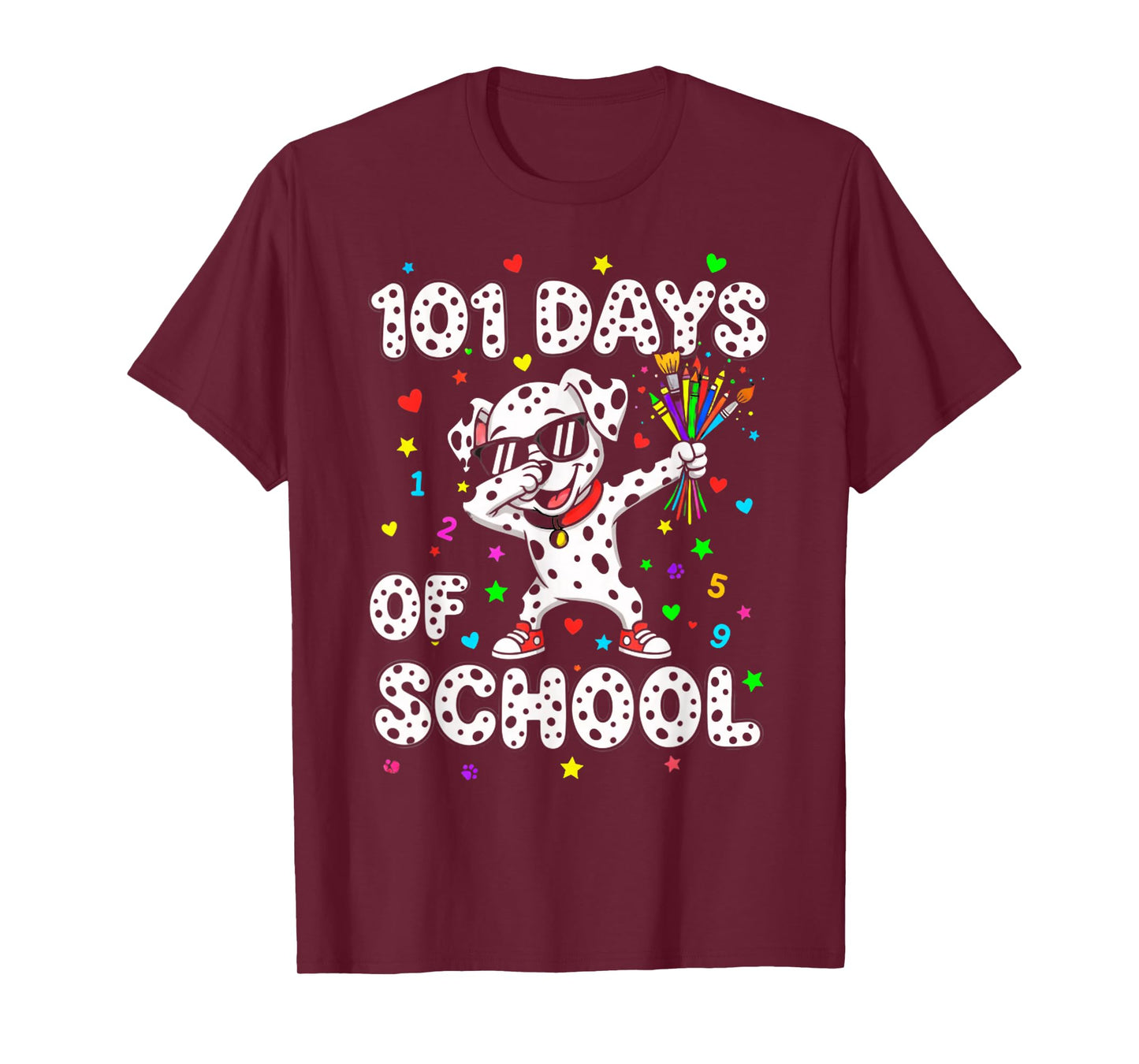 101 Days of School Dabbing Dog Funny Kids Student Girls Boys T-Shirt