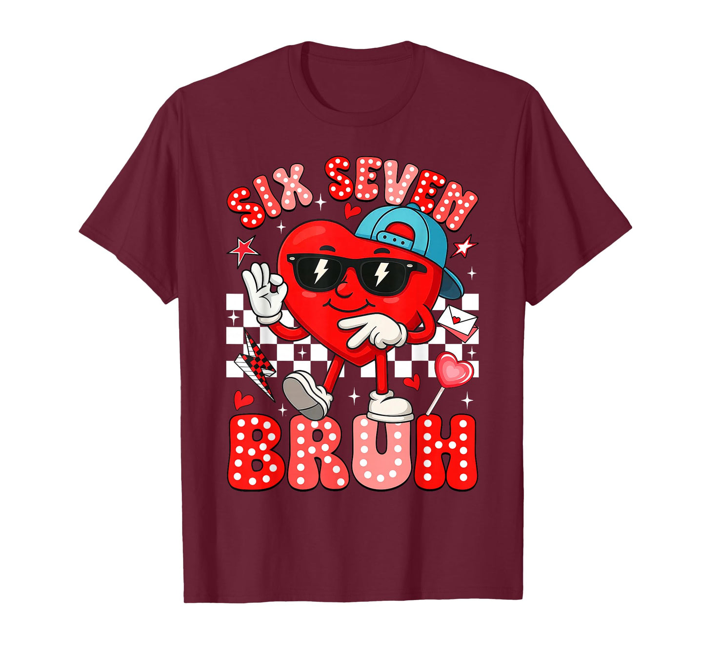Funny Heart Meme 67 Six Seven Bruh Valentines Day Boys Kids T-Shirt
