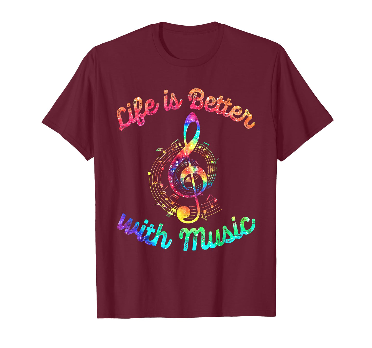 Life Is Better With Music Notes Symbol Tie Dye Musician T-Shirt