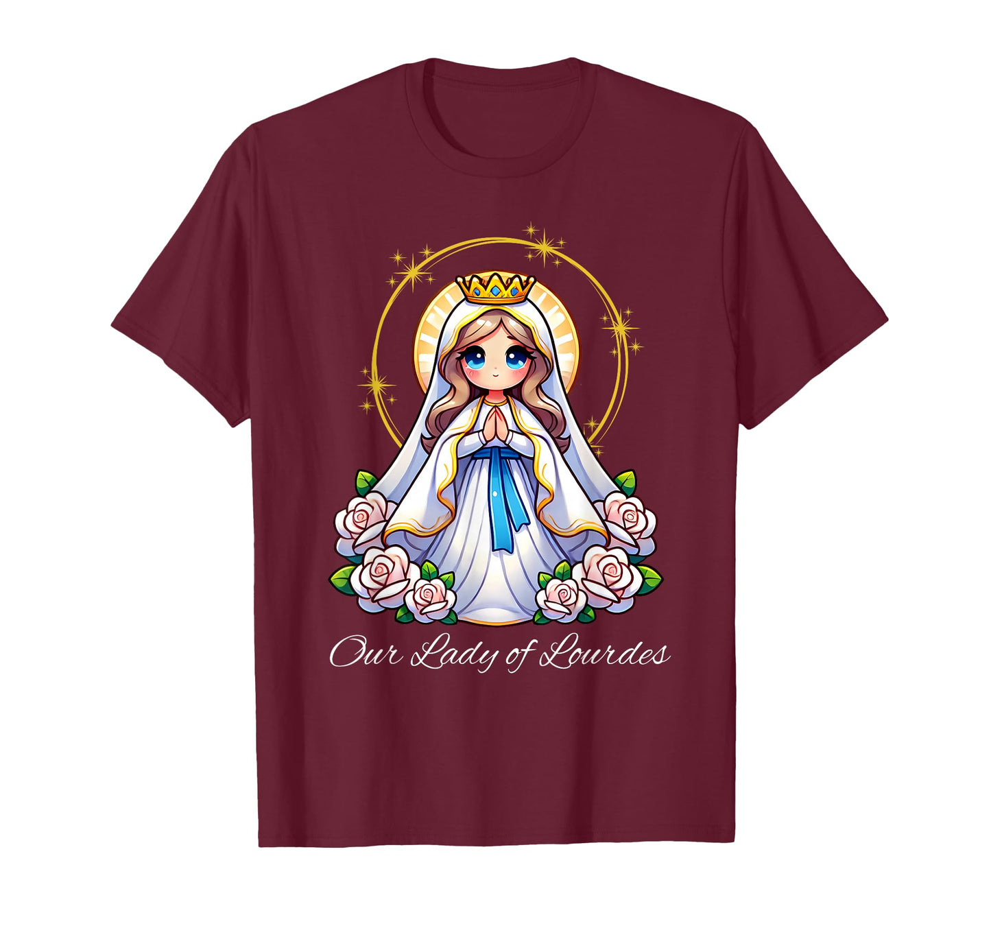 Our Lady of Lourdes Pray Mary Cute Women Catholic Girls kids T-Shirt