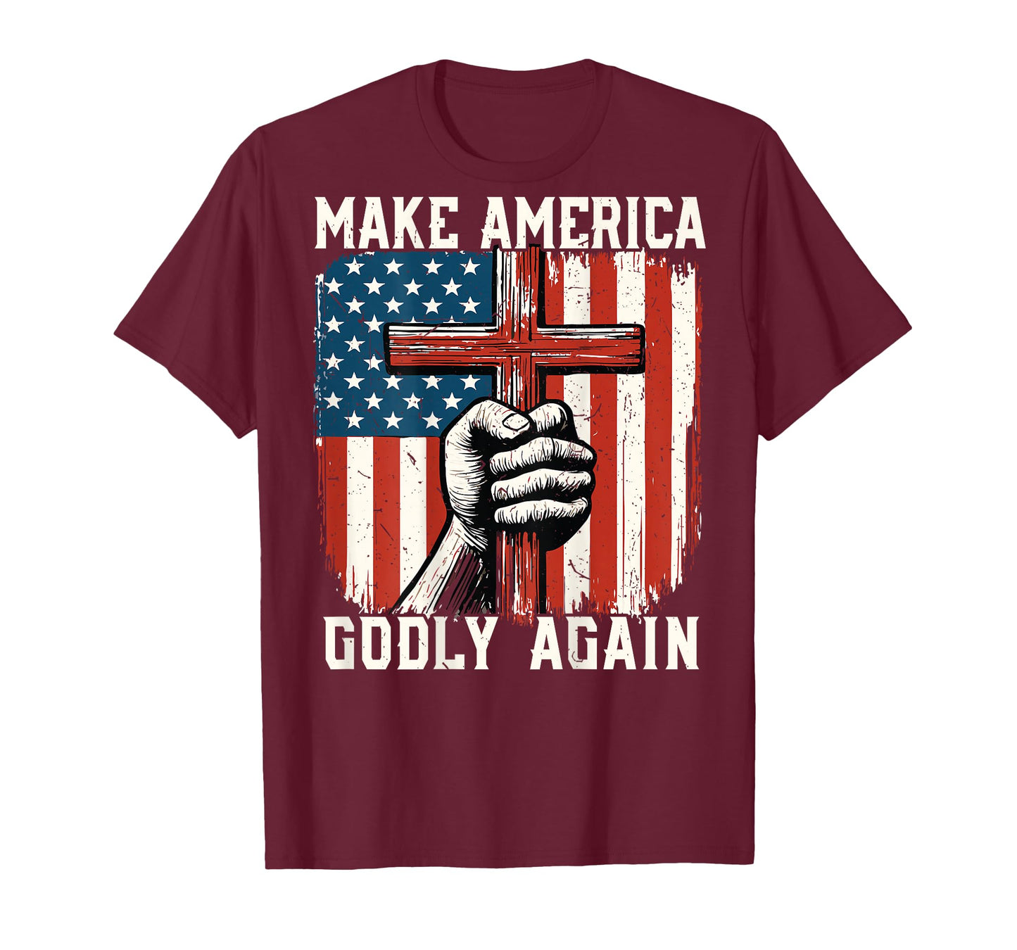Jesus Make America Godly Again Patriotic Christian Faith T-Shirt