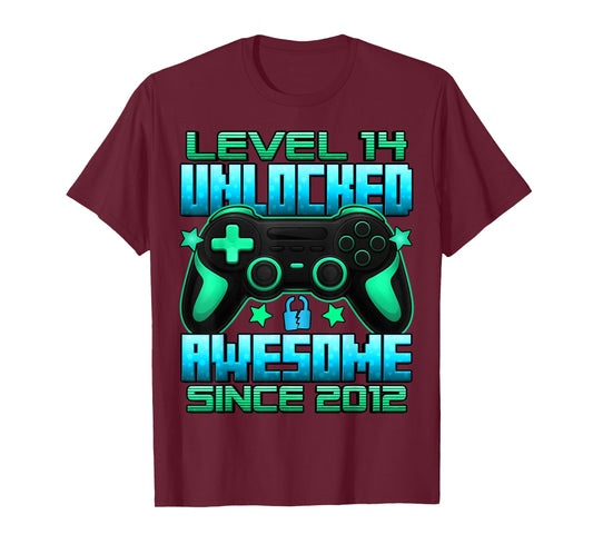 Level 14 Unlocked 14 Year Old Gifts Boys 14th Birthday Boy T-Shirt