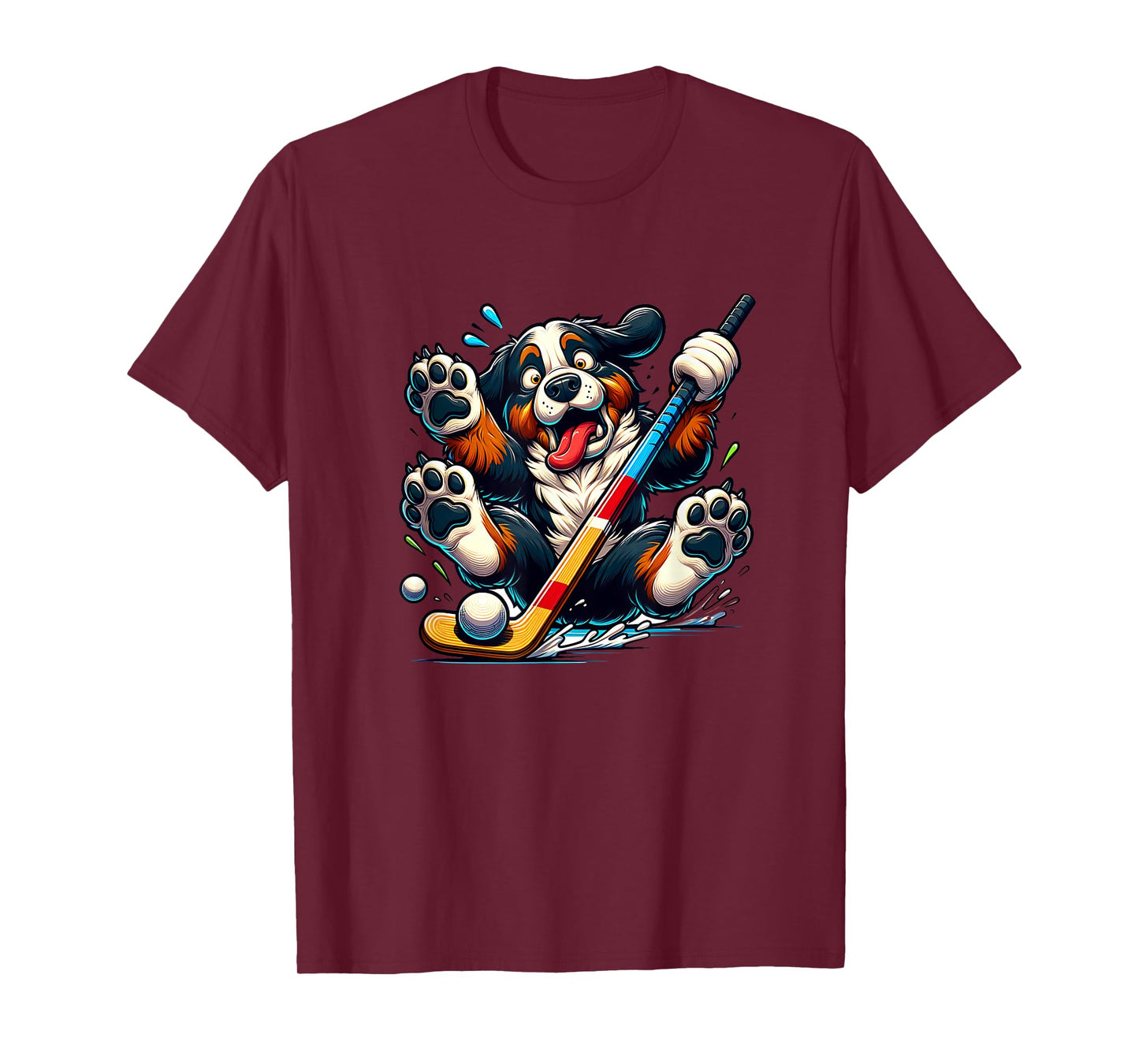 Hockey Puppy Bernese Mountain Dog Ice Rink Fun T-Shirt