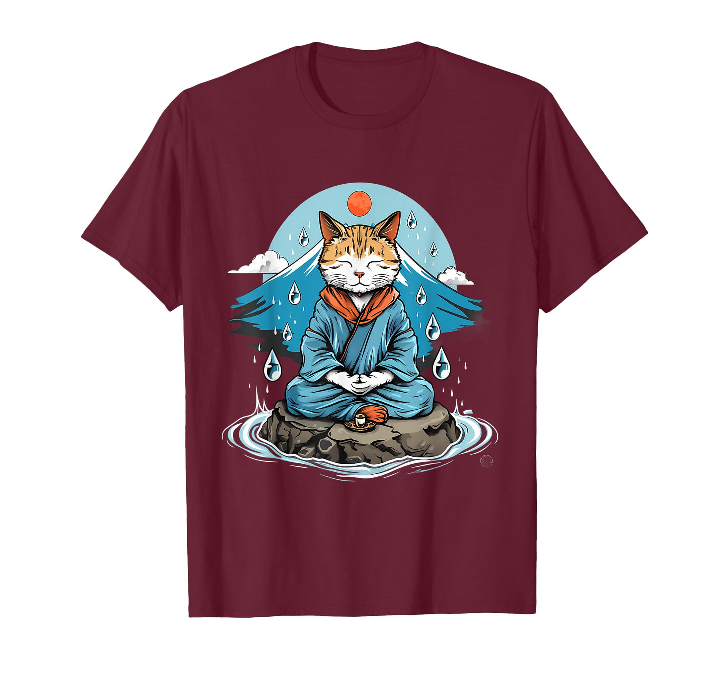 Cat Meditation Buddhist Zen Buddha Hindu Mountain Yoga Men Women Kids T-Shirt