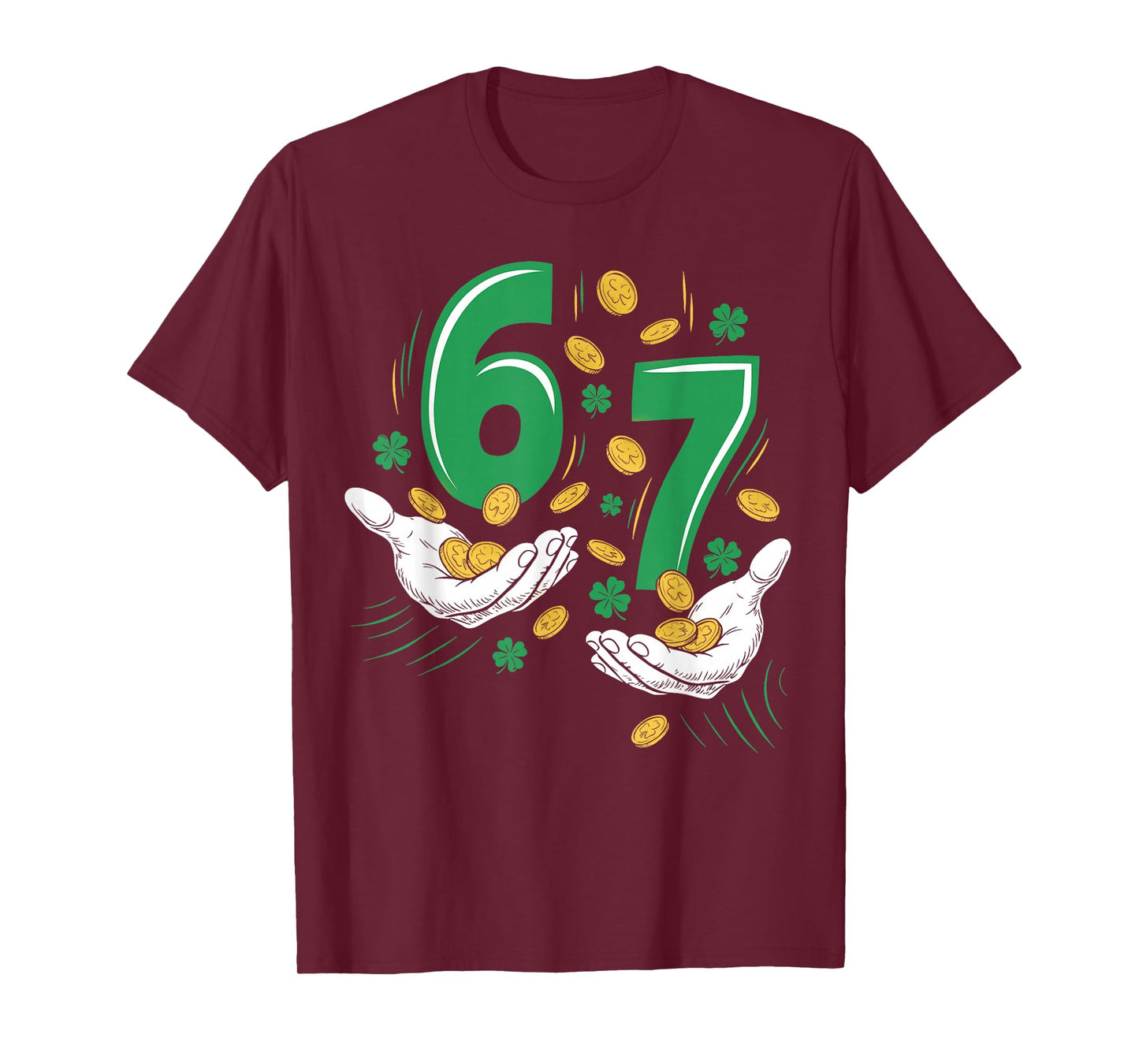 Six Seven Meme 67 Hands Funny St Patrick's Day Shamrocks T-Shirt