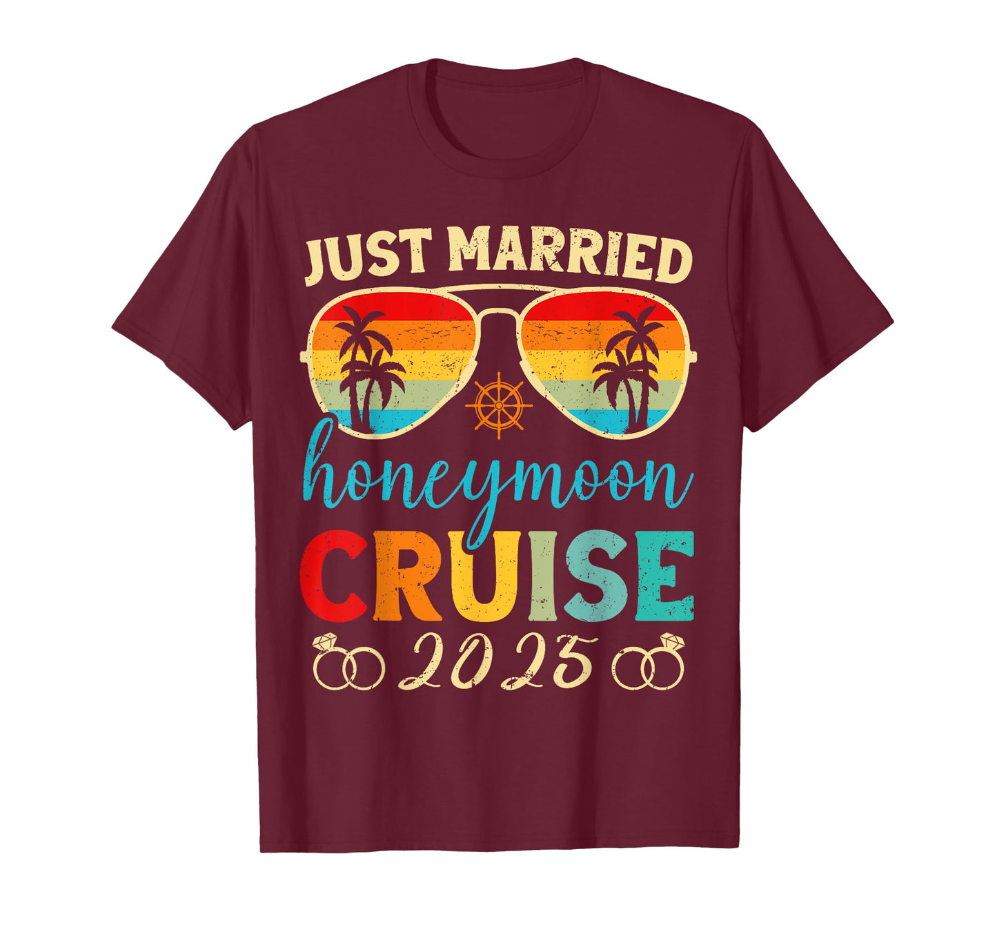 Funny Just Married Honeymoon Cruise 2025 For Couples Wedding T-Shirt
