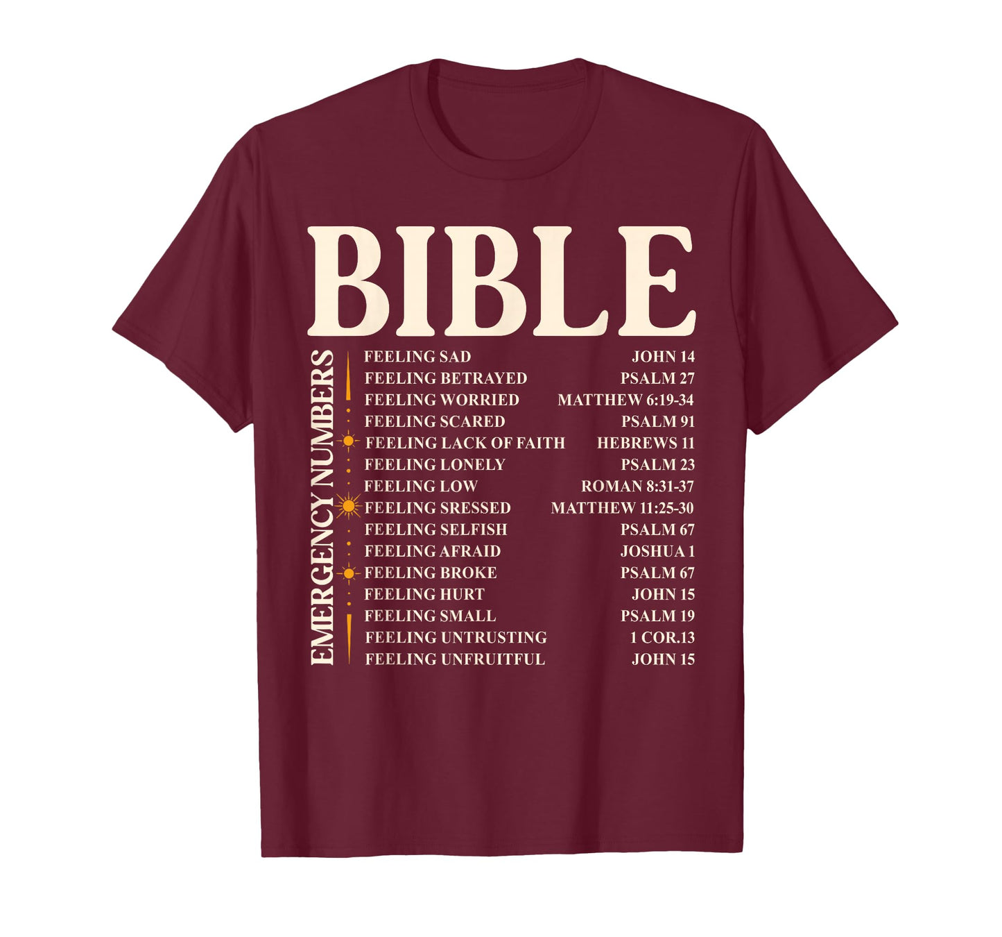 Bible Emergency Numbers - Funny Christian Bible & Jesus T-Shirt