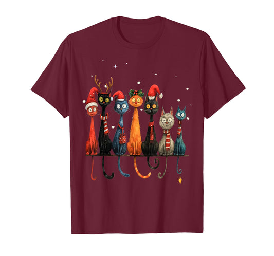 Christmas Whimsical Mid-Century Modern Look Cats 50& 60s T-Shirt
