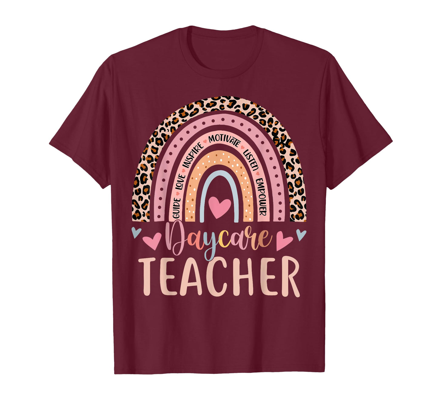 Cute Daycare Teacher Rainbow Leopard Print Childcare Worker T-Shirt