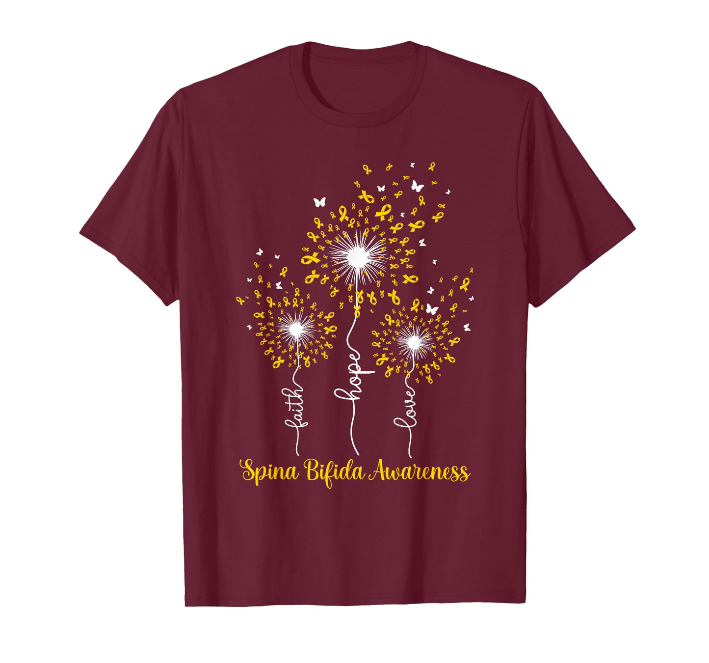 Dandelion Faith Hope Love Spina Bifida Awareness T-Shirt