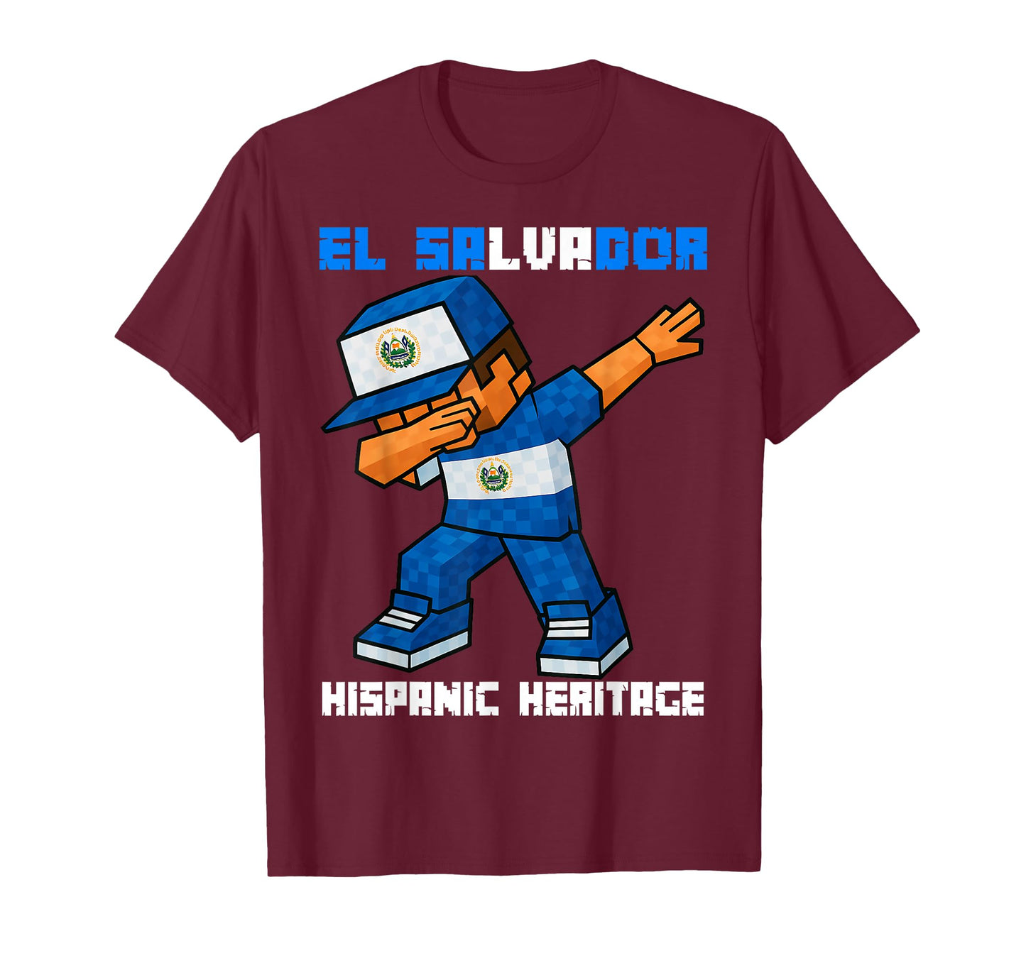 El Salvador Dab Kids Game Pixel Hispanic Heritage Salvadoran T-Shirt