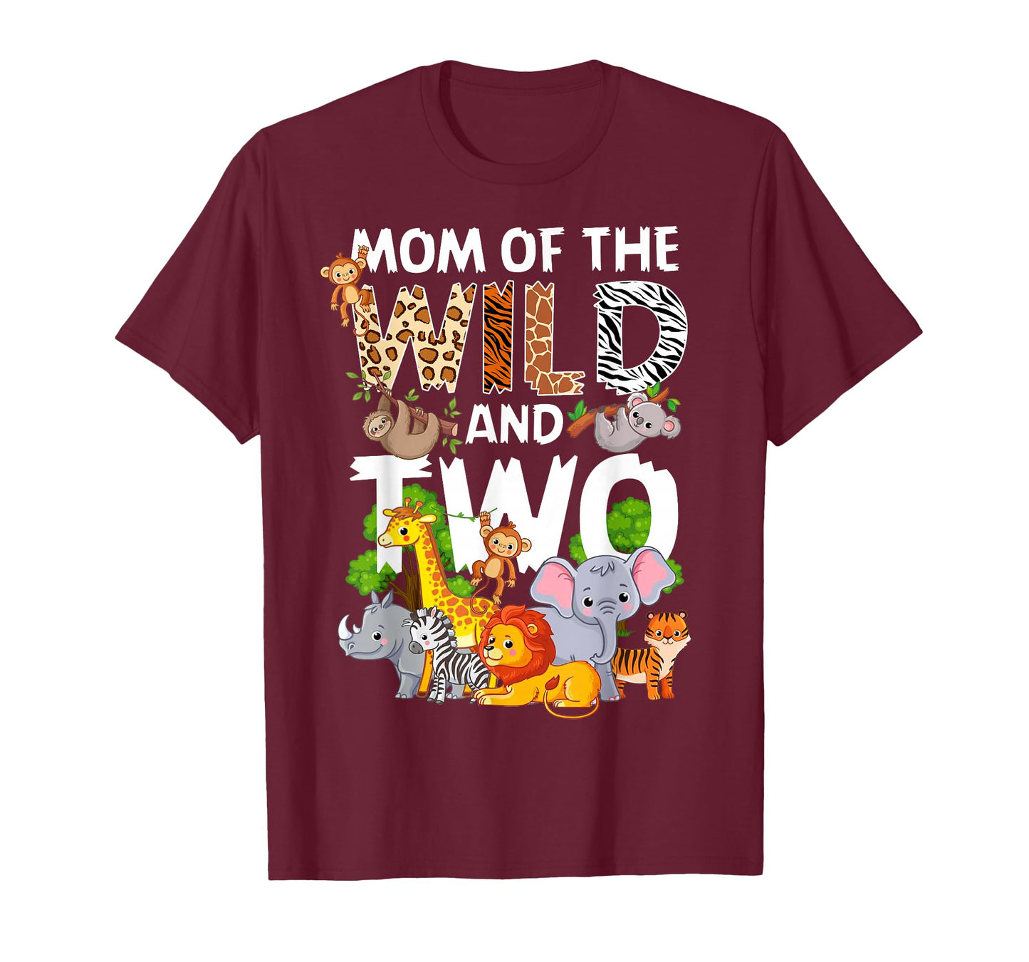 Mom Of The Wild Two Zoo 2nd Birthday Safari Jungle Animal T-Shirt