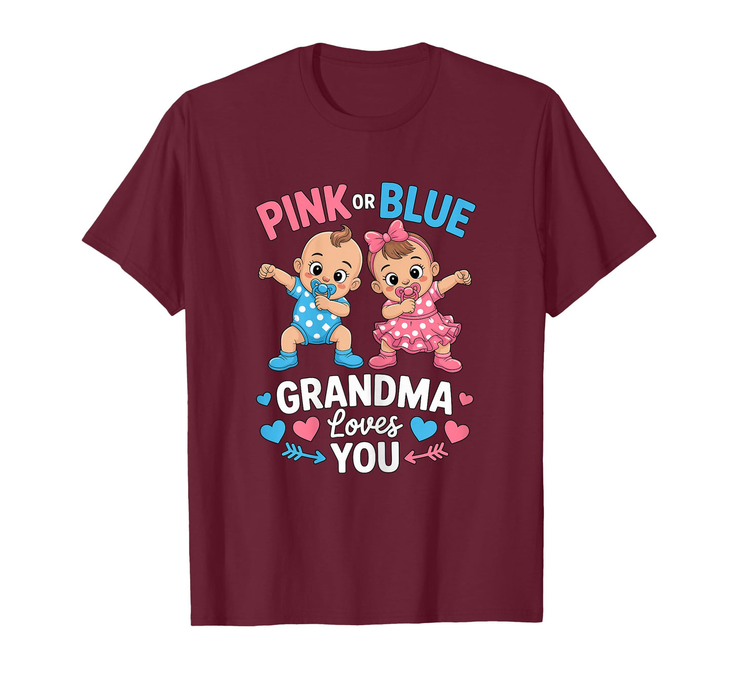 Pink Or Blue Grandma Loves You Gender Reveal Party T-Shirt