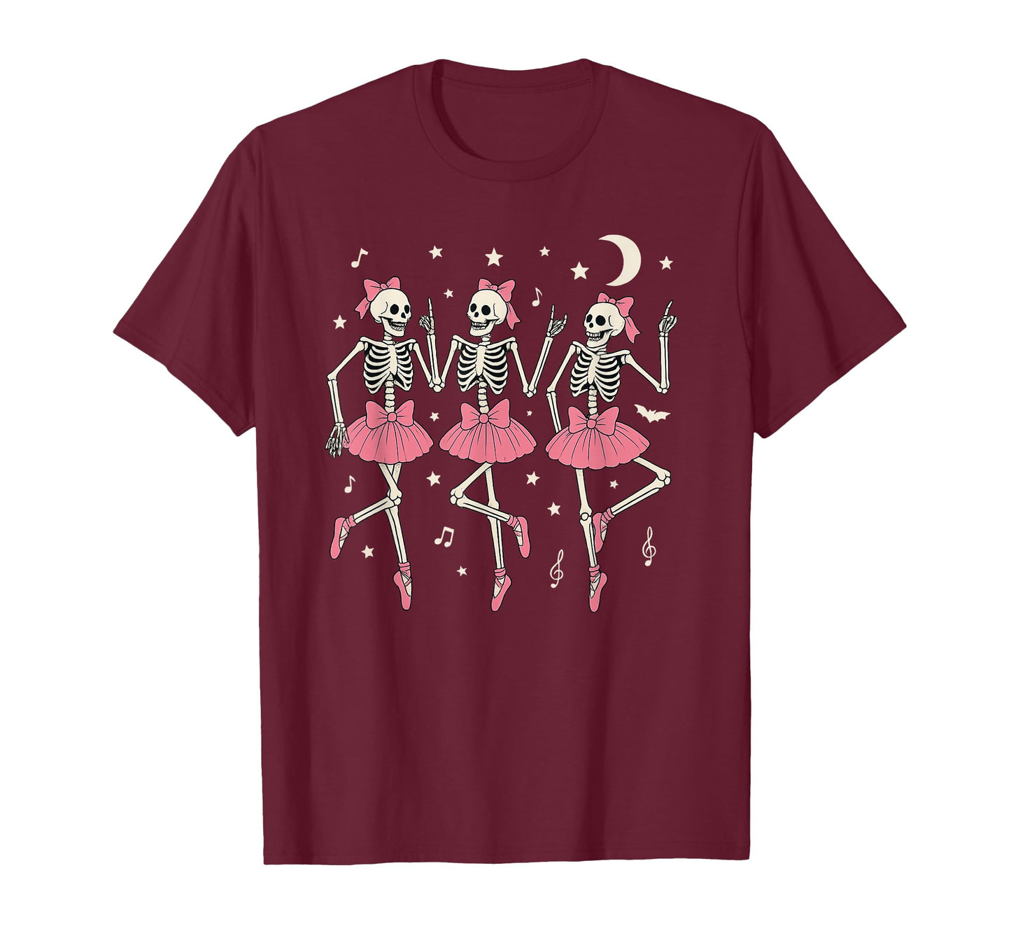 Dancing Skeletons Pink Coquette Halloween Women Girls T-Shirt