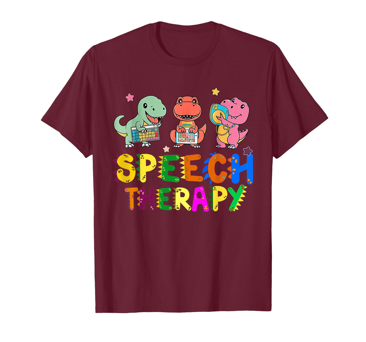 Speech Therapy Cute Dinosaur Tee Gifts Unisex-Adult T-Shirt Black Small Short Sleeve Cartoon Cute Dinosaur-Theme T-Shirts