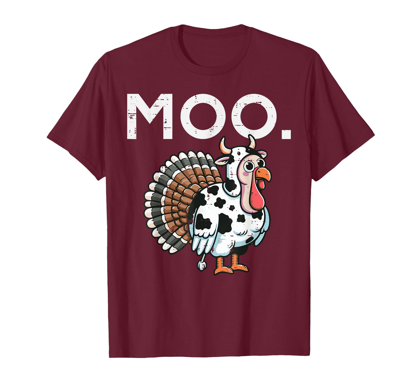 Thanksgiving Moo Turkey Cow Funny Fall Farm Men Women Kids T-Shirt