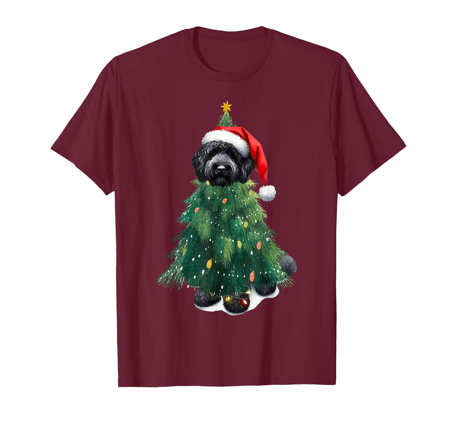 Black Golden Doodle in Christmas Tree Dog Lover Xmas Pajama T-Shirt