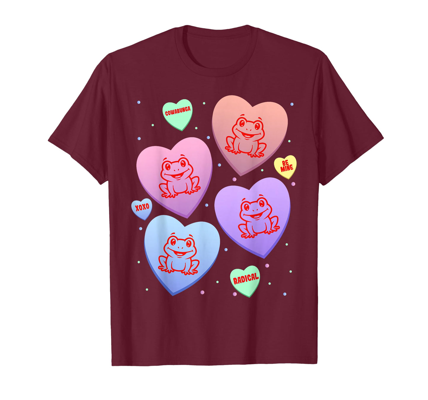 Frog Candy Heart Cute Kitten Valentines Day T-Shirt