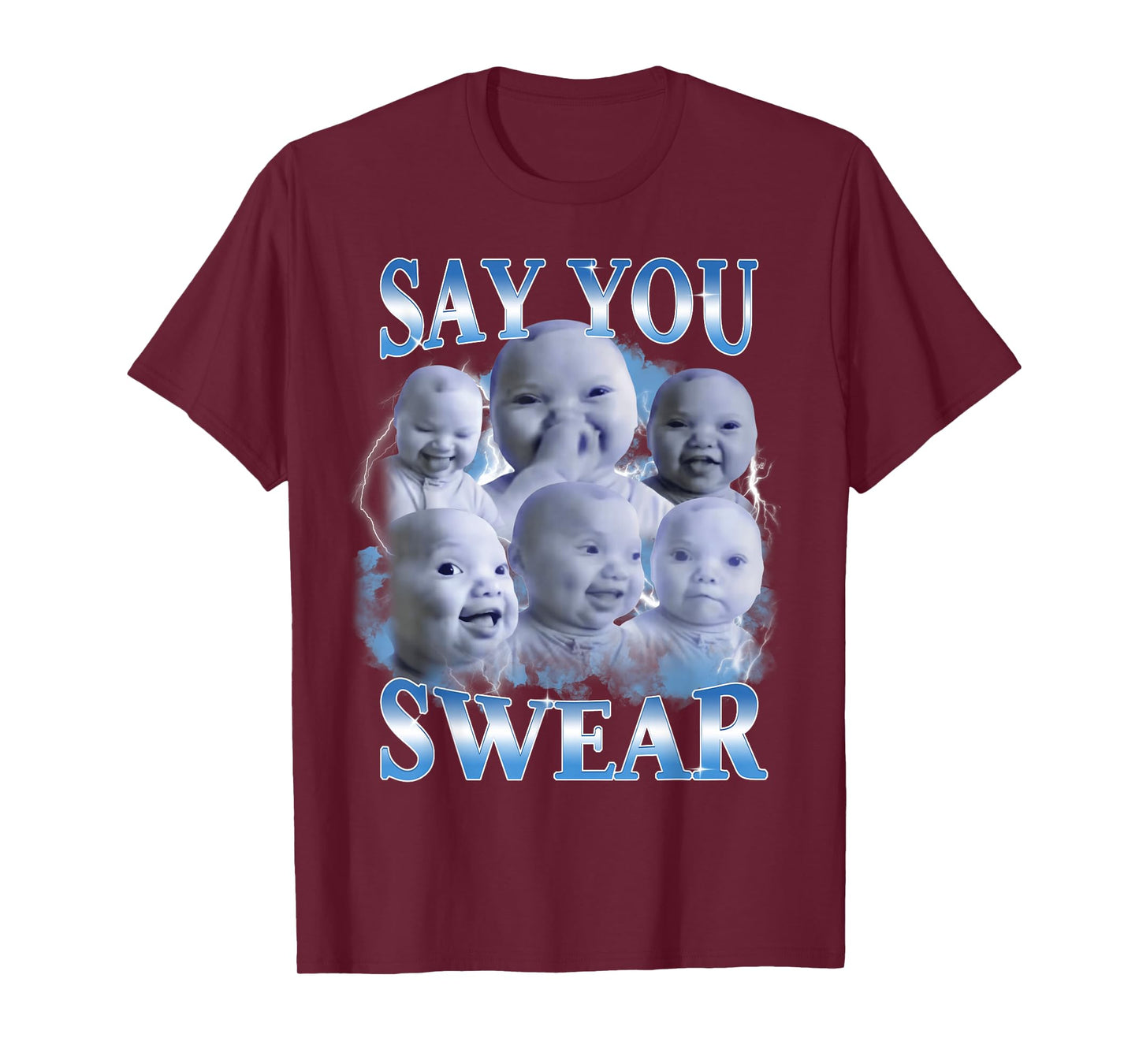 Say You Swear AI Niche Baby Holding Back Laugh Genz Meme T-Shirt