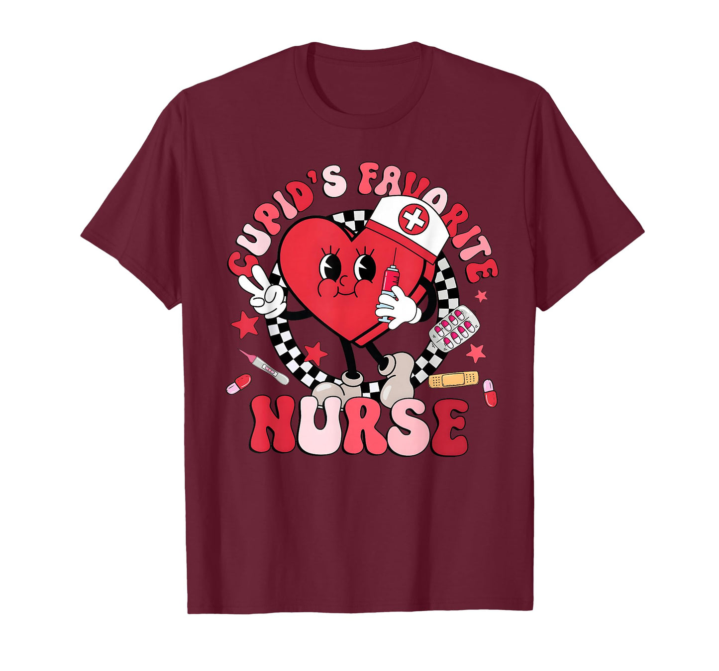 Valentine Cupid's Favorite Nurse Heart Cupid Girl Women T-Shirt