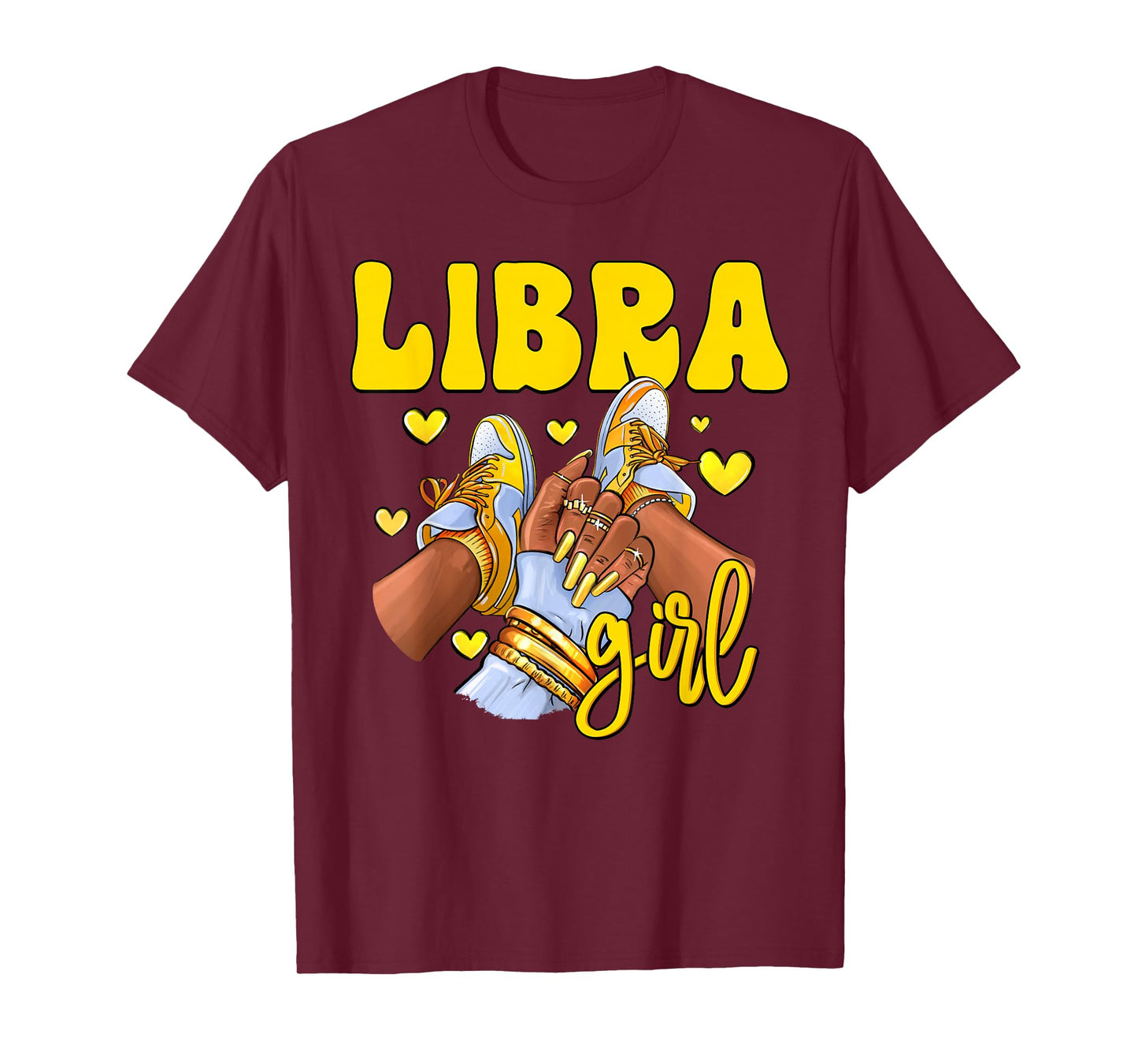 Libra Girl Shoes Sneakers Zodiac Sign Black Women T-Shirt