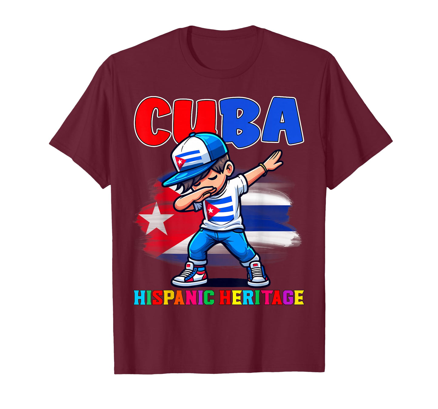 Cuba Dabbing Kid Hispanic Heritage Celebration for Kids T-Shirt