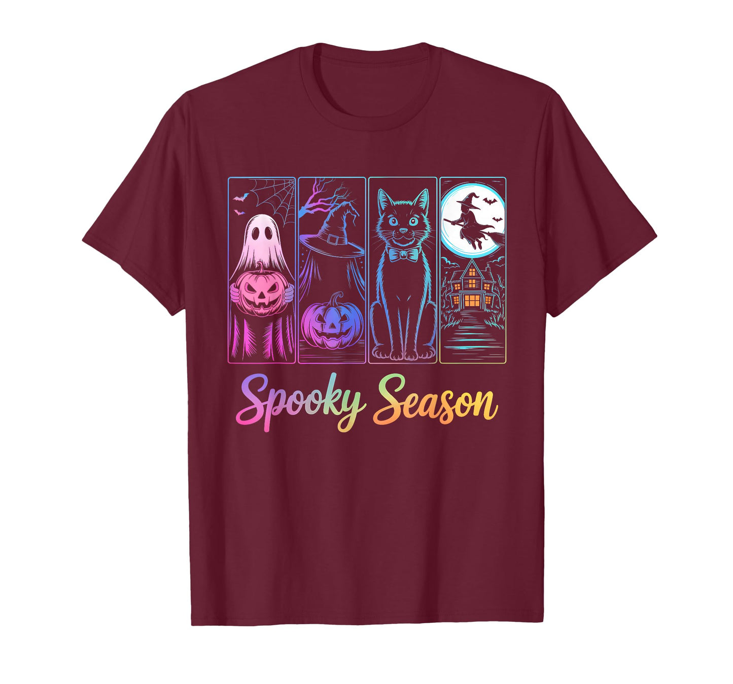 Spooky Season Black Cat Ghost Pumpkin Halloween Costume T-Shirt