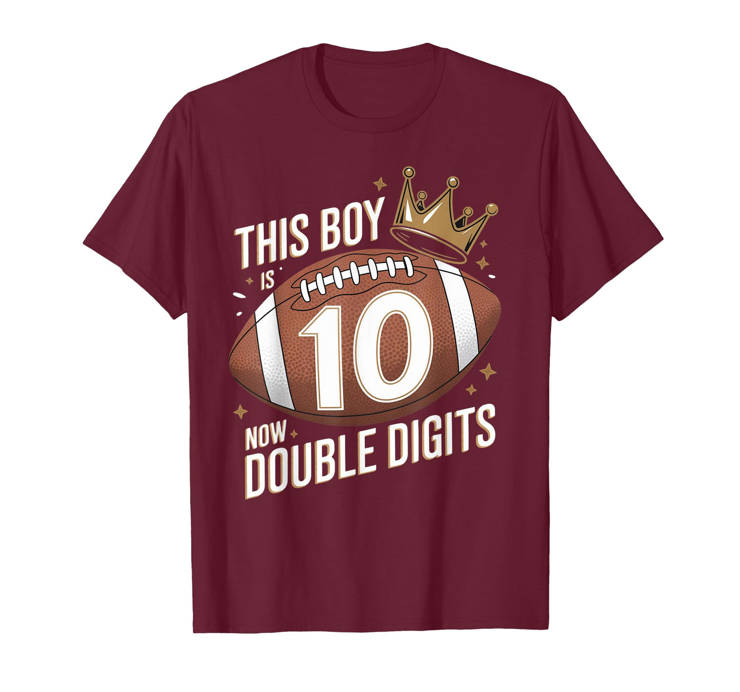 This Boy Is Now Double Digits 10th Birthday Kids Football 10 T-Shirt