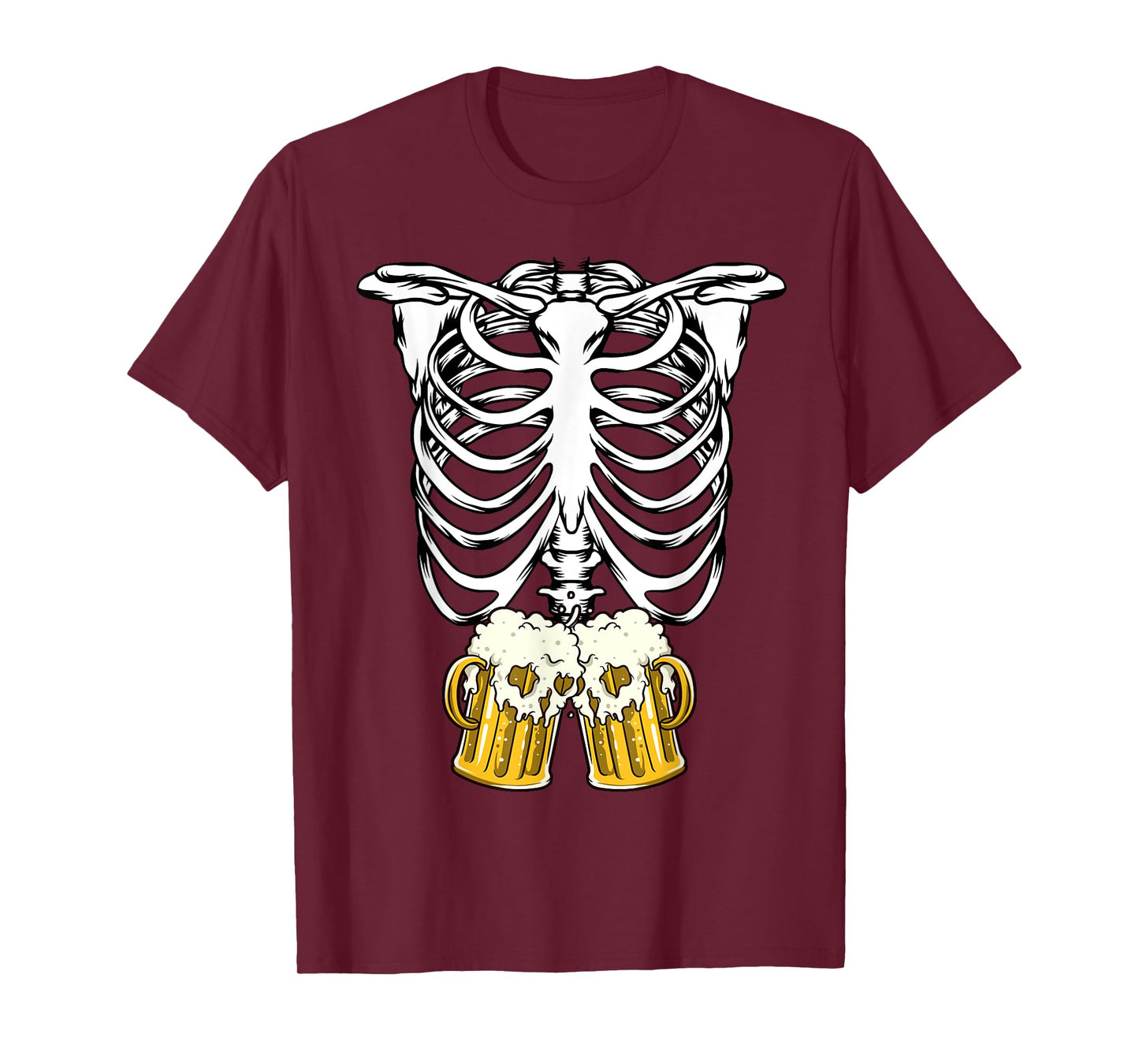 Skeleton Pregnancy Belly Of Beer X-ray Halloween Costume T-Shirt
