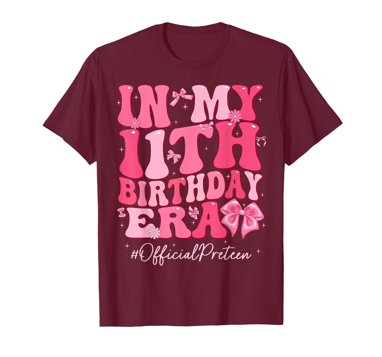 Groovy In My 11th Birthday Era Coquette Bow Birthday Girl T-Shirt