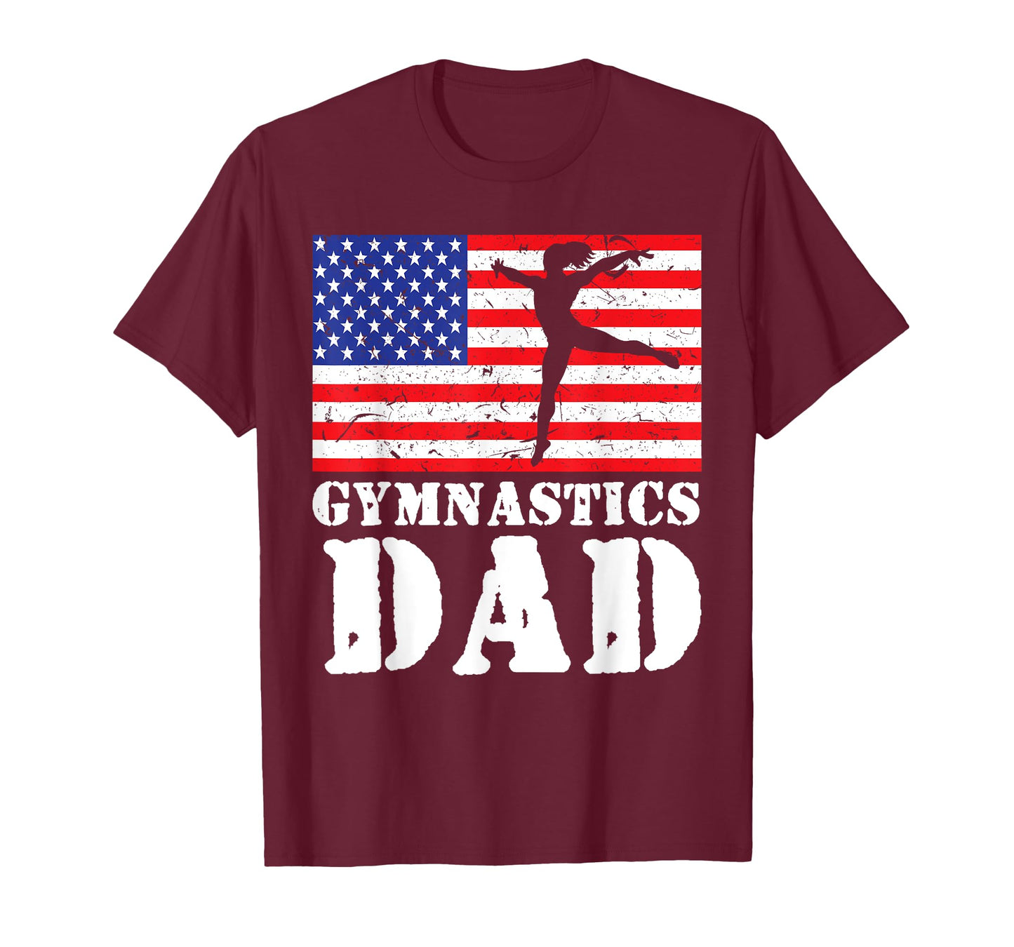USA American Distressed Flag Gymnastics Dad Men Gift For Him T-Shirt