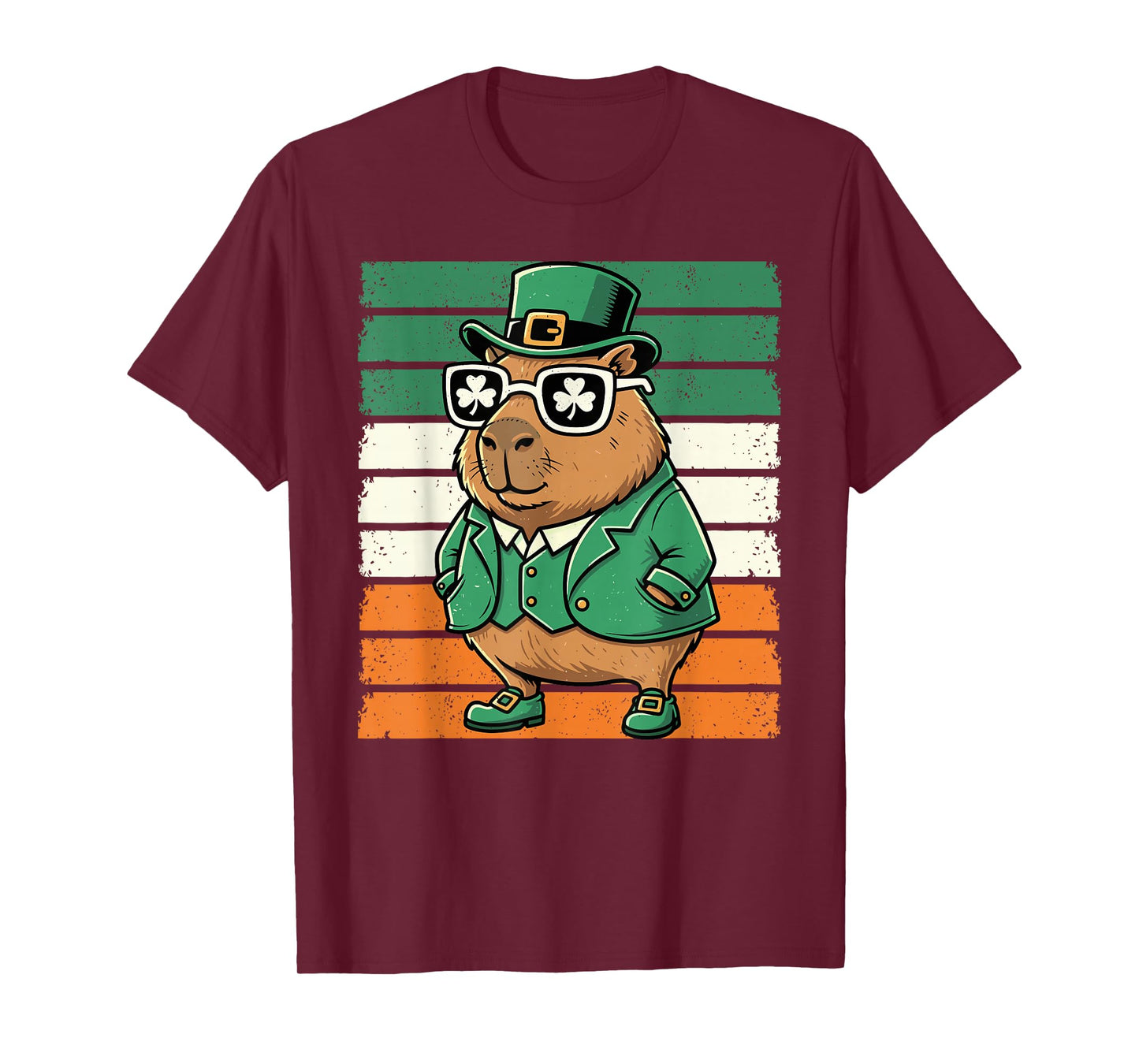 Retro Capybara St Patty's Shamrock Funny St Patrick's Day T-Shirt