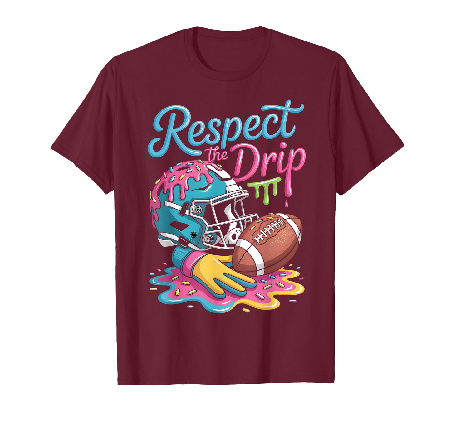 Football Drip Boys Football Ice Cream Sprinkle Respect Drip T-Shirt