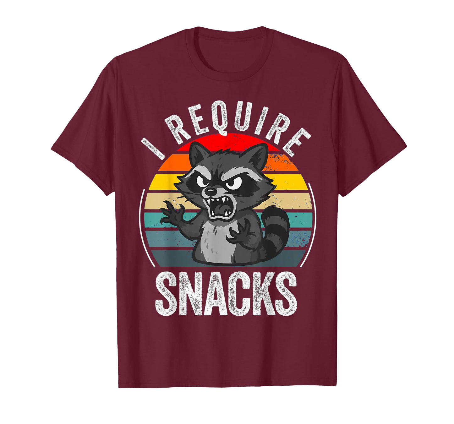Vintage Retro Funny Raccoon I Require Snacks T-Shirt