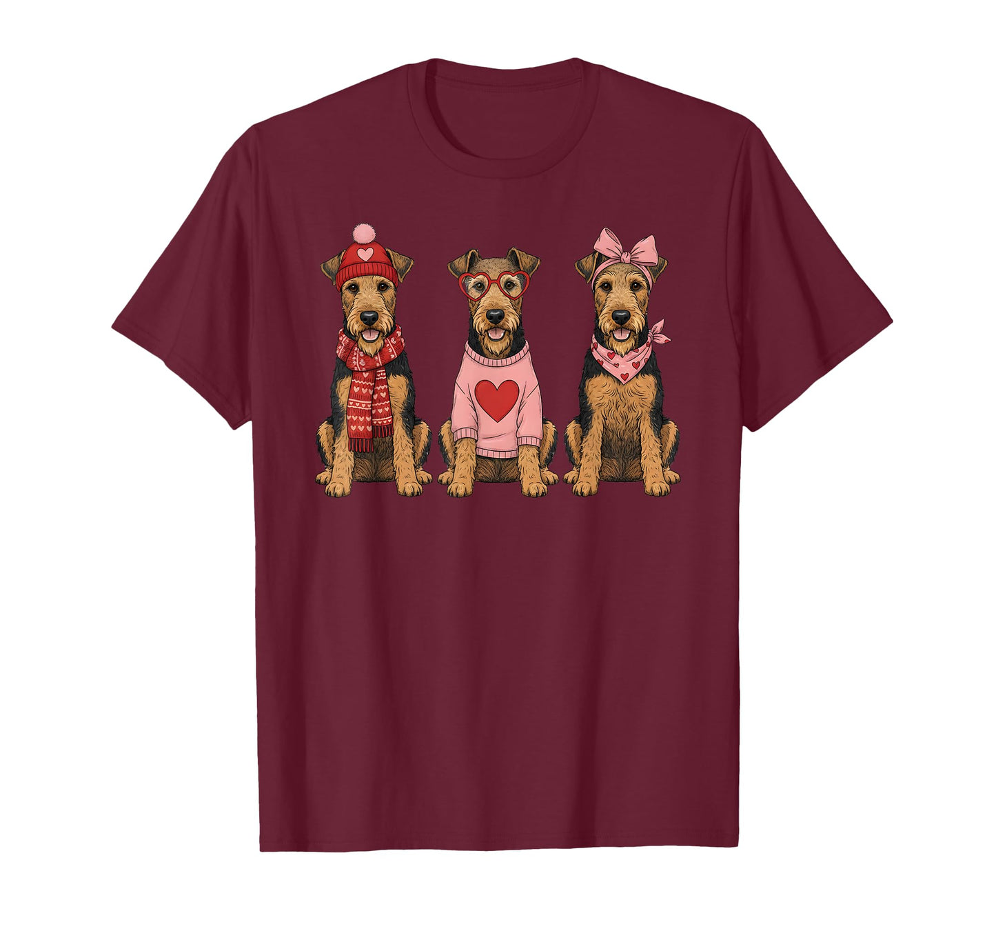 Cute Airedale Terrier Valentine Dog T-Shirt