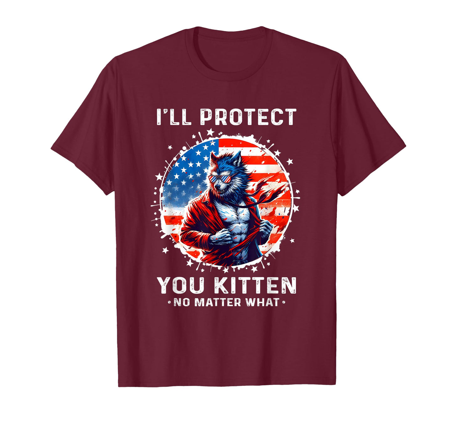 I'll Protect You Kitten Funny Alpha Wolf Shirt Wolf Meme T-Shirt