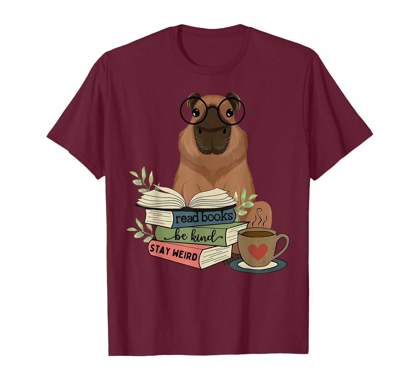 Capybara Glasses Reading Books Capybara Nerd Bookworm T-Shirt