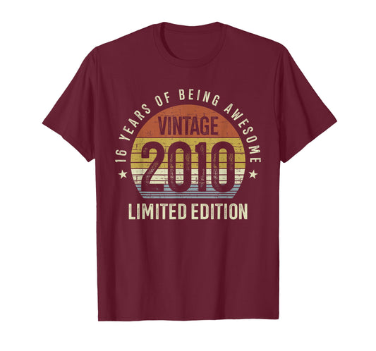 16th Birthday Vintage 2010 Limited Edition 16 Years Old T-Shirt