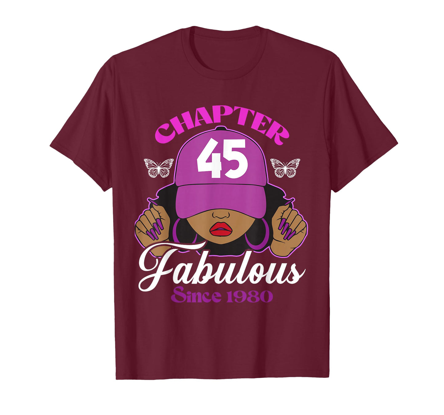 Chapter 45 Fabulous Since 1980 45th Birthday Black Women T-Shirt