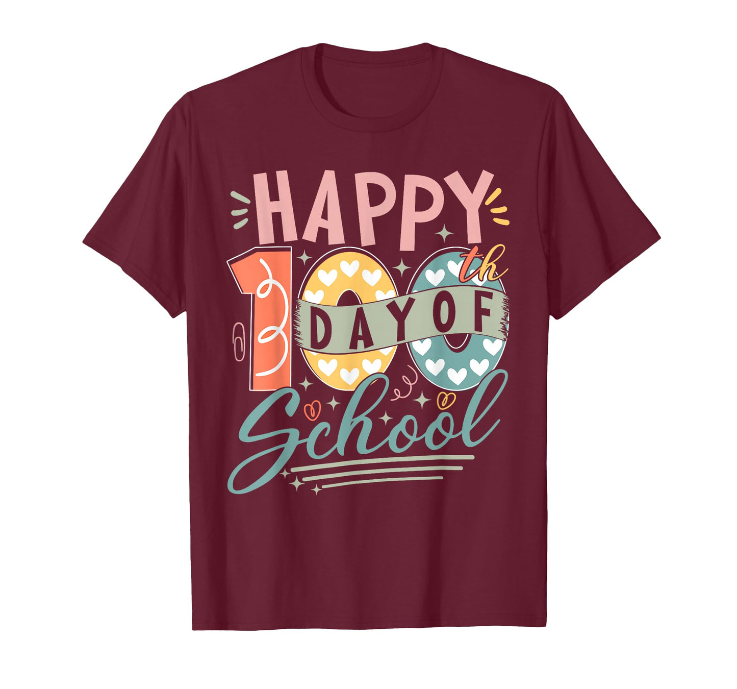 Groovy Happy 100th Day of Shool 100 Days Teachers Girls Kids T-Shirt